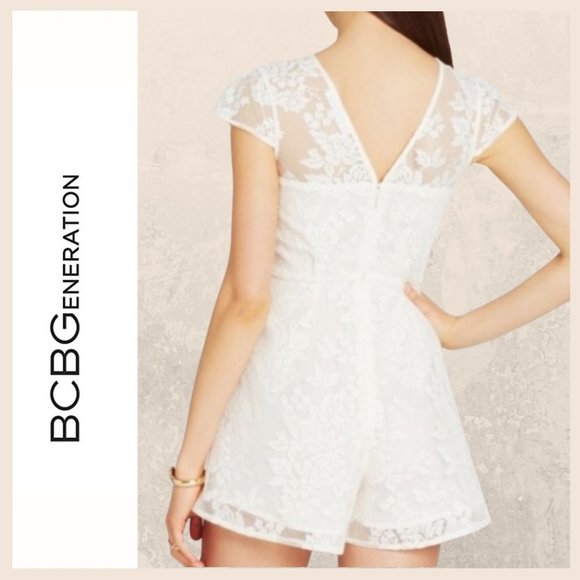 BCBGeneration Cream Colored Lace Romper NWT - Picture 1 of 4